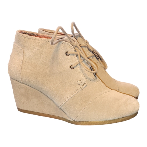 TOMS Desert casual beige lace-up ankle bootie, size 8.5 - Picture 1 of 11